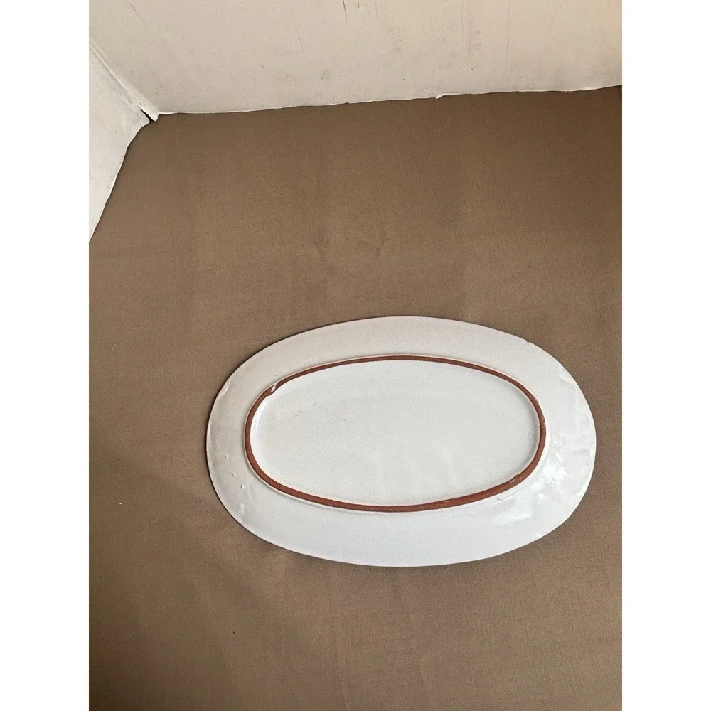 Hand Painted Italian Plate w Fish Blue Pink Green Brown 12